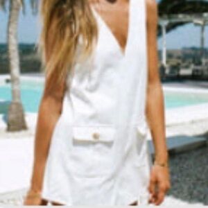 SABO SKIRT WHITE DENIM ROMPER- XS